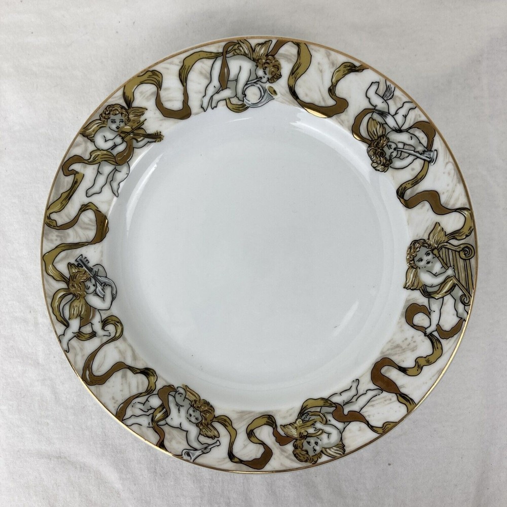 SOLD -4pc American Atelier Heavenly Hosts Cherubs Angel Christmas Salad Plate 8"